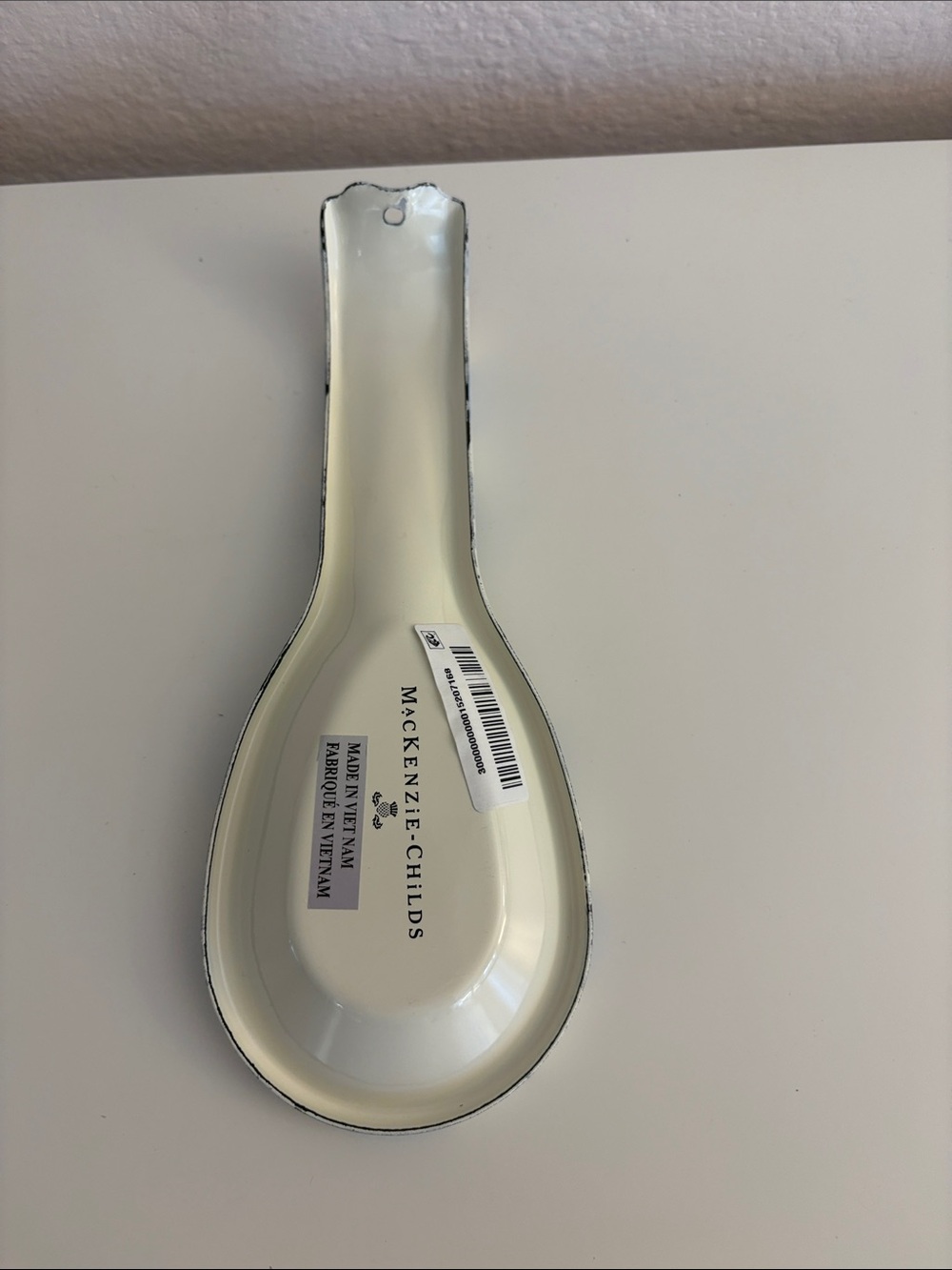 Mackenzie-Child Blue & White Check Ceramic Spoon Rest - Home Art - Picture 2 of 3